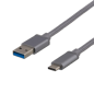 DELTACO USB 3.1 kabel C-A ha Grå Tygsladd 3m