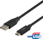 DELTACO USB 2.0-kabel C-A Svart 1,5 m