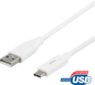 DELTACO USB 2.0-kabel C-A Vit 1,5 m