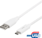 DELTACO USB 2.0-kabel C-A Vit 1 m