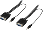 DELTACO VGA-kabel ha-ha HD15 med 3.5mm ljud Svart 5m