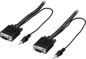 DELTACO VGA-kabel ha-ha HD15 med 3.5mm ljud Svart 10m