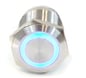 Phobya Vandal switch 19mm Stainless Steel/Blå LED Ring