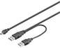 USB 2.0 strömkabel 2xA ha-1xMini B ha, 1,8m