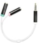 DELTACO Adapter 2x3.5mm ho till 3.5mm ha 4-pin 0.1m Vit