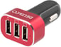 DELTACO Billaddare med 3st USB kontakter Svart/Röd