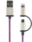 Lightning/microUSB-kabel (MFI) Lila Tygsladd 1m