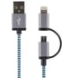 Lightning/microUSB-kabel (MFI) Blå Tygsladd 1m