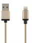 DELTACO Lightningkabel (MFi) Tygsladd Guld 1m