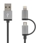 Lightning/microUSB-kabel (MFI) Svart Tygsladd 2m