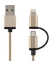 Lightning/microUSB-kabel (MFI) Guld Tygsladd 2m