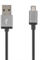 DELTACO Micro-USB-kabel Svart Tygsladd 2m
