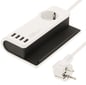 Laddstation 4-portar USB med Jordat uttag Vit 1.5m
