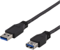 DELTACO USB 3.1 Gen1 Förlängning Svart 1 m