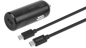 DELTACO Billadare med avtagbar USB-C till USB-C kabel, 20 W, 1m kabel , svart