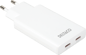 DELTACO Väggladdare 2 x USB-C 67W Slim Vit