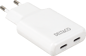 DELTACO Väggladdare 2 x USB-C 45W Slim Vit